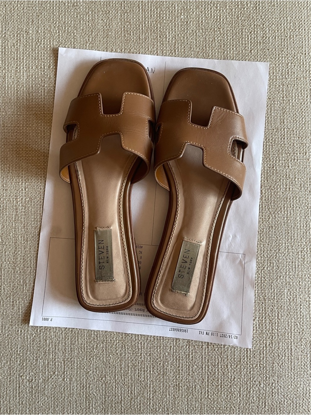 Steven Madden Tan Open-Toe Slides
